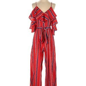 Pink Lily You Rock My World Striped Jumpsuit, Red, size S NWT